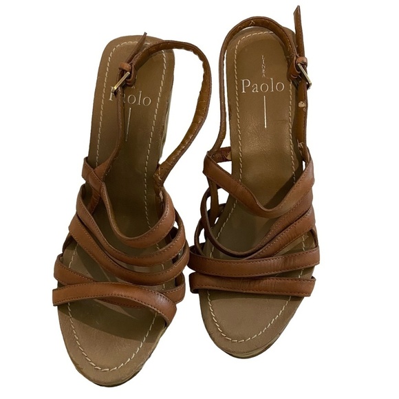 Linea Paolo Bamboo Wedges. Brown. Sz 8 - Picture 1 of 9